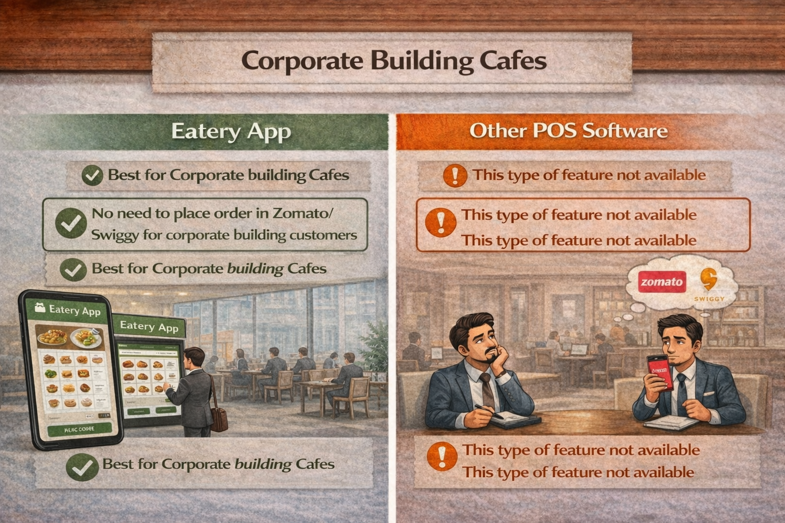 Made for corporate cafes and hotel restaurants